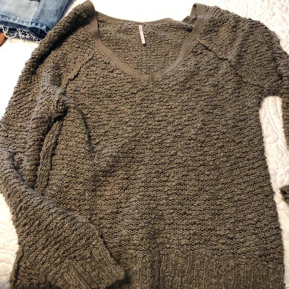 Free people oversized greenish gray sweater